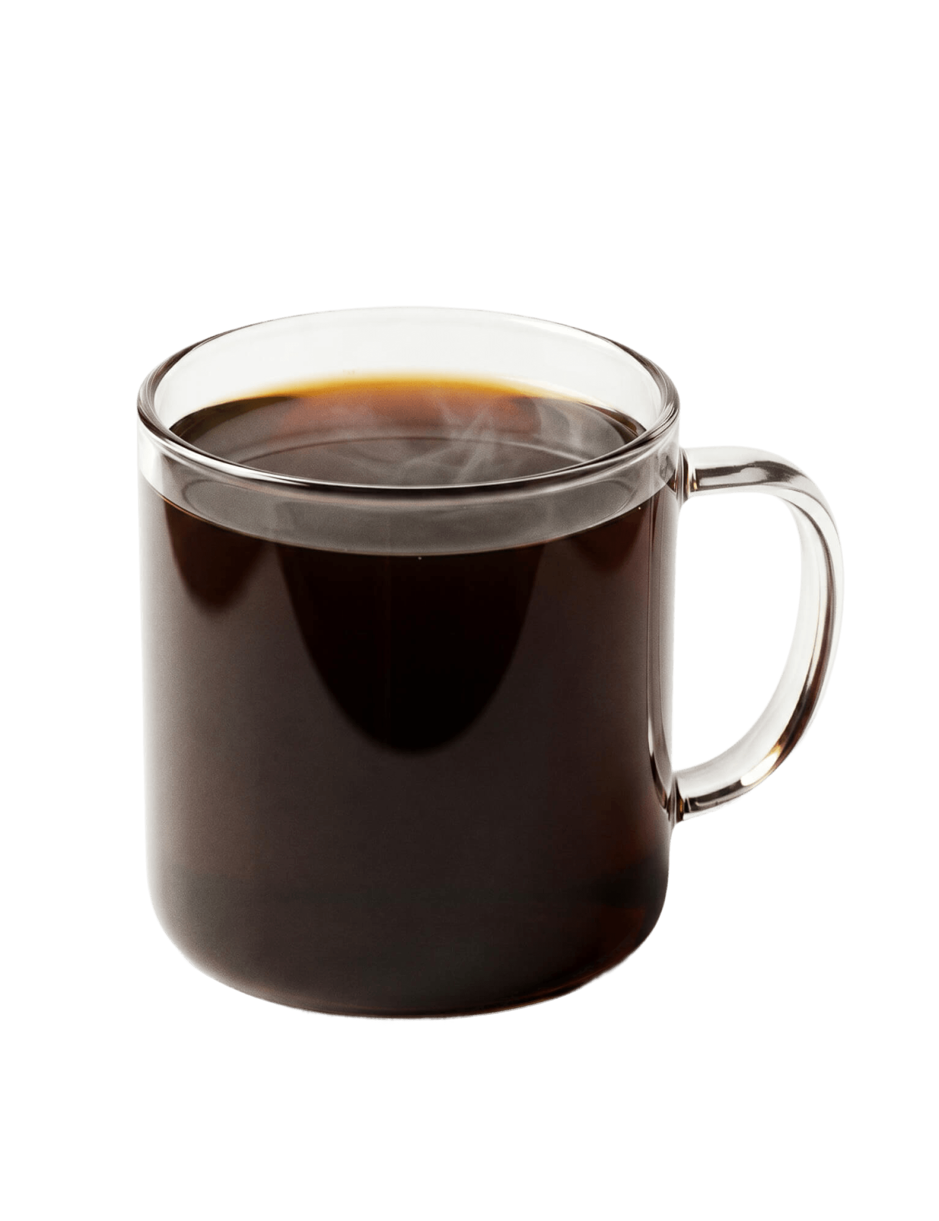 Cinnavibes A clear glass mug filled with black coffee sits on a white background, its aromatic steam rising gently—evoking the cosy ambience of Cinnavibes at the Cinnamon Deserts Café. Cinnamon Rolls
